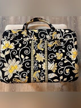 Vera Bradley Black, Yellow & Cream Baroque Quilted Laptop Case